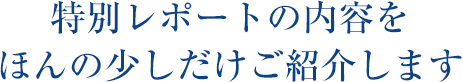 特別レポートの内容をほんの少しだけご紹介します